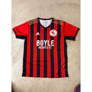 Adidas Boyle Heights FC Soccer Jersey Red Black Striped Men’s Size M